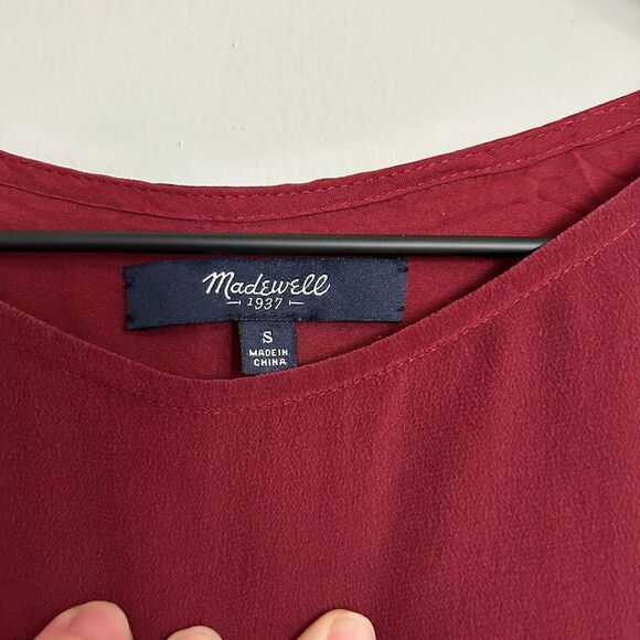 Madewell Burgundy Maroon Crochet and Silk Top - Picture 5 of 10